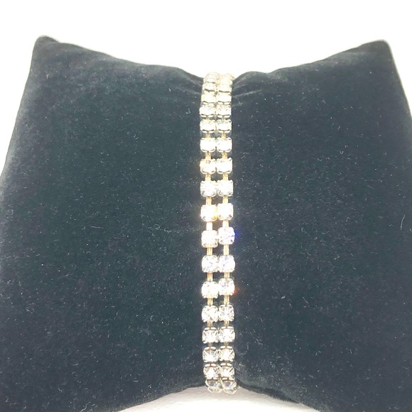 1928 JEWELRY SILVER-TONE CRYSTAL 2-ROW BRACELET - Picture 8 of 8